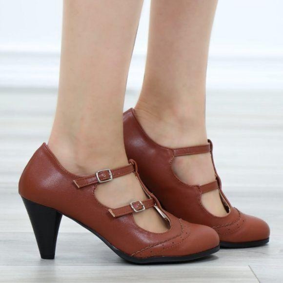 Vintage Style Oxford Heels Rockabilly - Picture 2 of 11